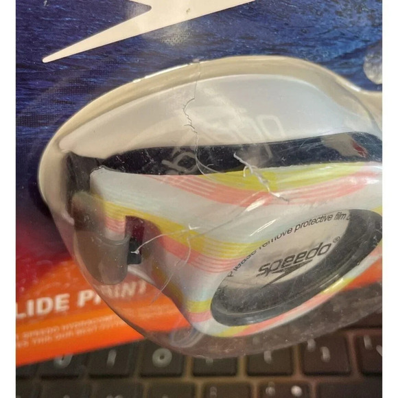 Speedo Swimming JR. Glide Print Black Stripe Goggles Ages Junior 6-14‎ NEW - Picture 2 of 3